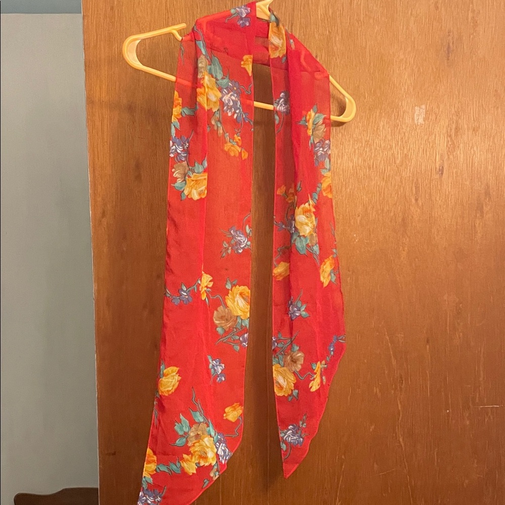 Floral Red Scarf
